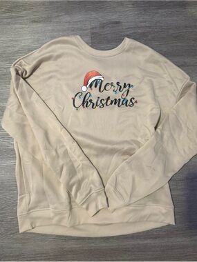 Cream Merry Christmas Graphic Crewneck Sweatshirt